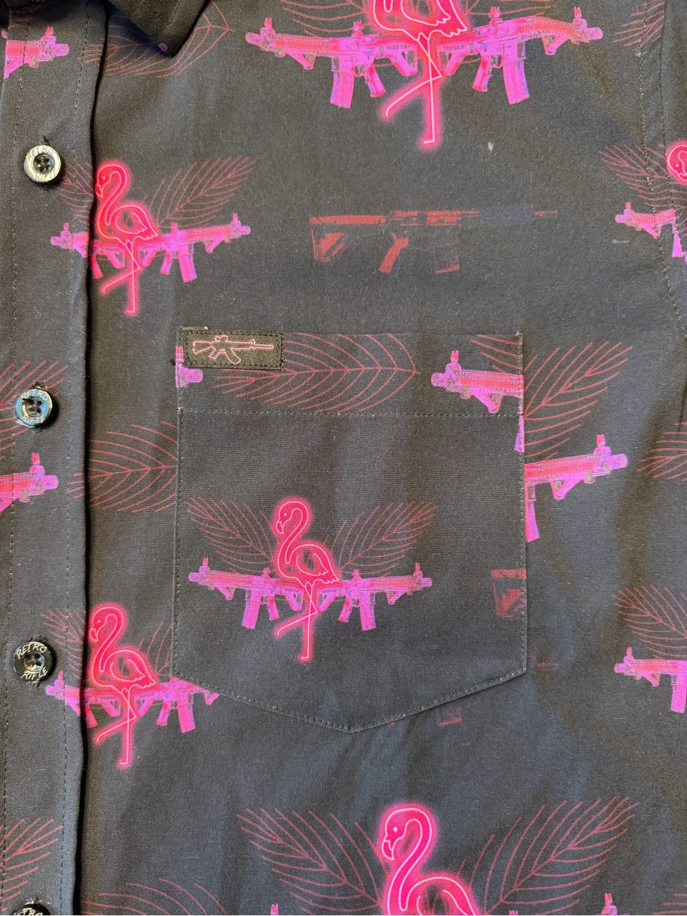 Retro Rifle D Flamingo Button Up - Picture 2 of 6